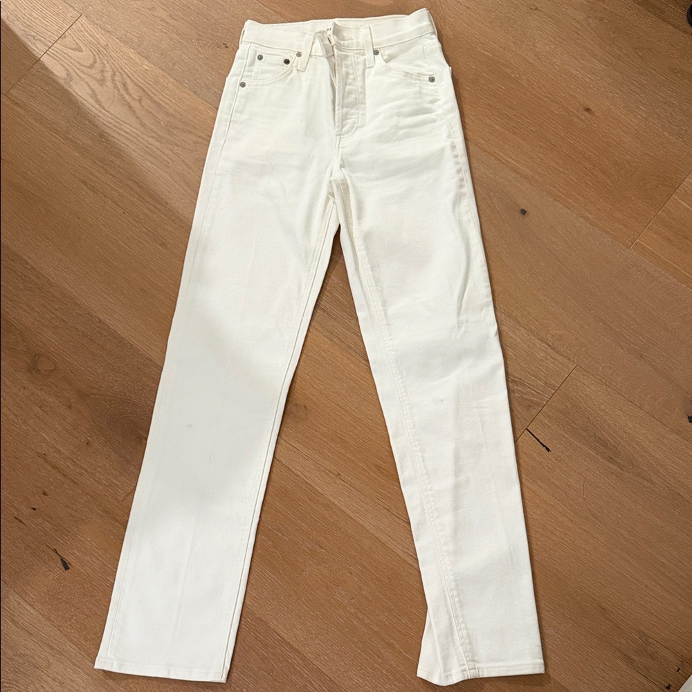 Denim Forum High-Rise White Straight Jeans